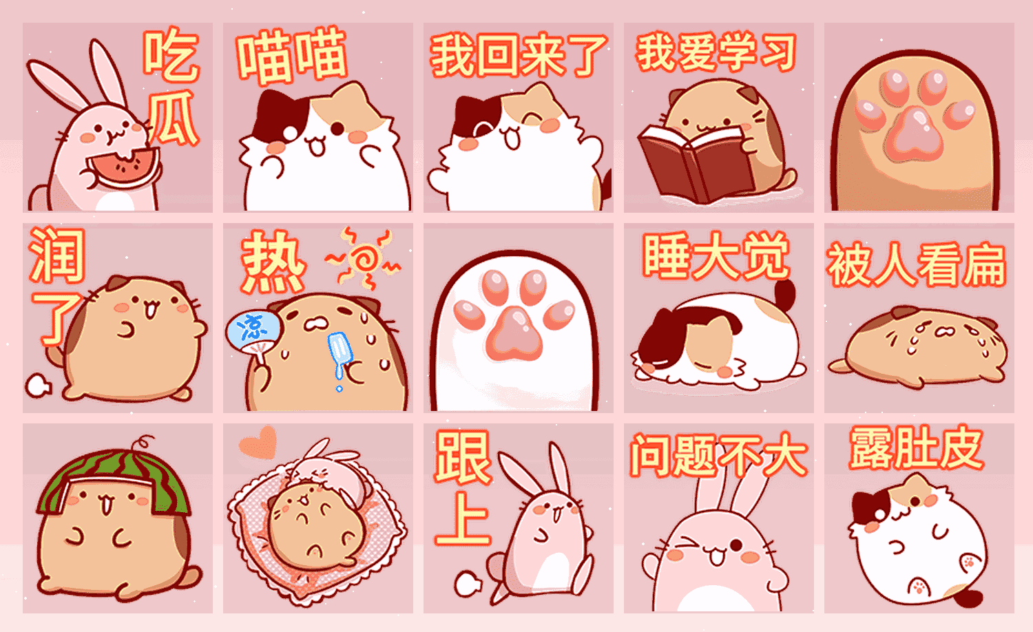 肥喵与兔纸-肥喵餐厅 表情包预览