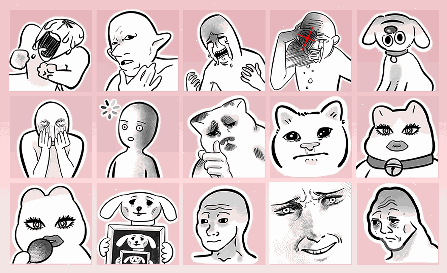 黑白抽象漫画 表情包预览