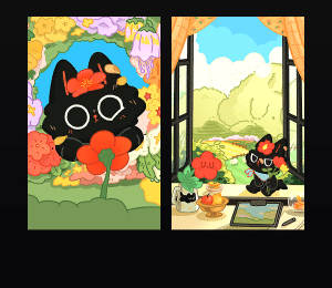 《春日小黑猫》表情包&高清壁纸，支持导入微信和QQ作为表情包-表情包小岛