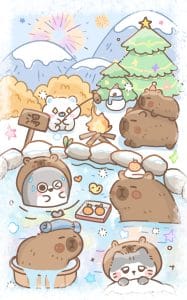 《卡皮巴拉小伙伴·温泉之旅》表情包&高清壁纸，支持导入微信和QQ作为表情包-表情包小岛