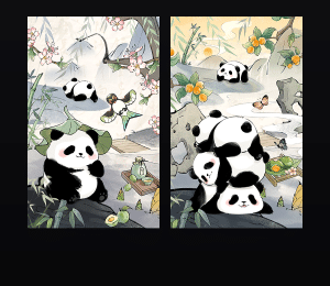 《最最可爱的熊猫猫·水墨山水》表情包&高清壁纸，支持导入微信和QQ作为表情包-表情包小岛