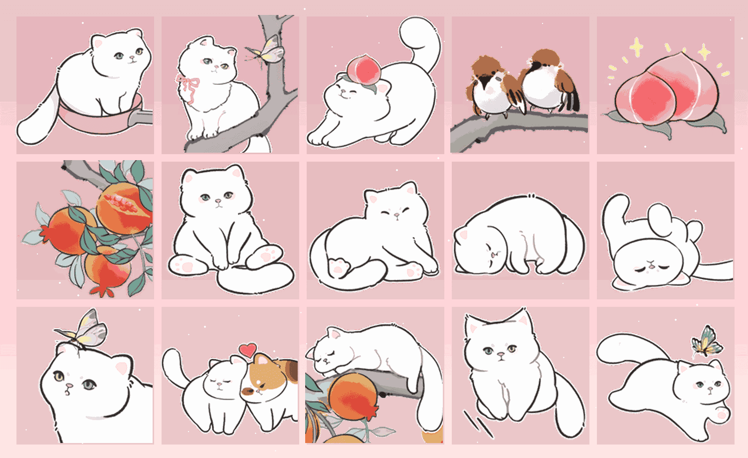 白桃与猫 表情包预览