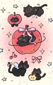 《苹果小黑猫》表情包&高清壁纸，支持导入微信和QQ作为表情包-表情包小岛