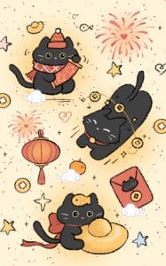 《招财小黑猫》表情包&高清壁纸，支持导入微信和QQ作为表情包-表情包小岛