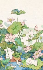 《兔兔藕花深处》表情包&高清壁纸，支持导入微信和QQ作为表情包-表情包小岛