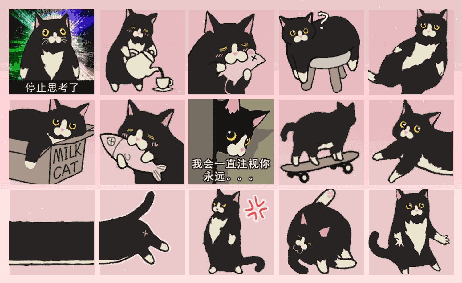 奶牛猫很担心你 表情包预览