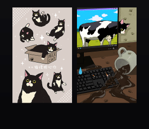 《奶牛猫很担心你》表情包&高清壁纸，支持导入微信和QQ作为表情包-表情包小岛