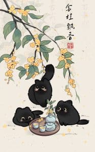 《金桂小黑猫》表情包&高清壁纸，支持导入微信和QQ作为表情包-表情包小岛