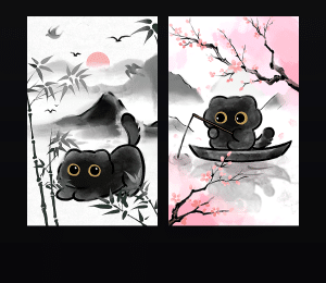 《水墨小黑猫》表情包&高清壁纸，支持导入微信和QQ作为表情包-表情包小岛