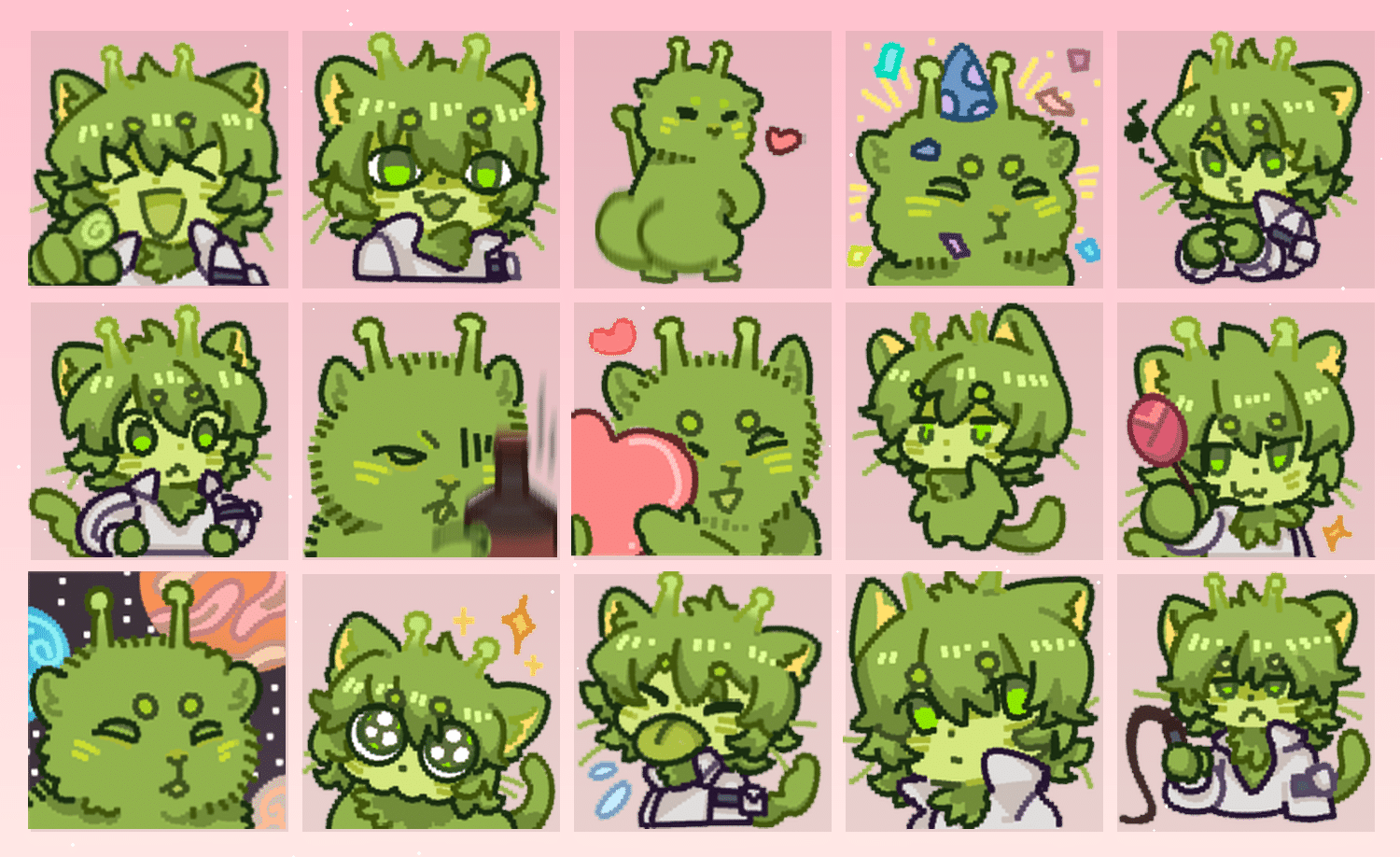 外星绿猫 表情包预览