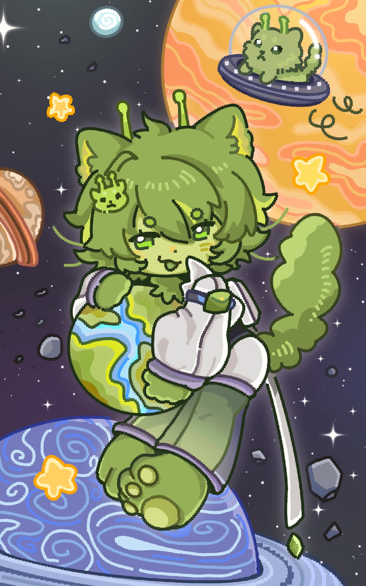 《外星绿猫》表情包&高清壁纸，支持导入微信和QQ作为表情包-哔哩小岛