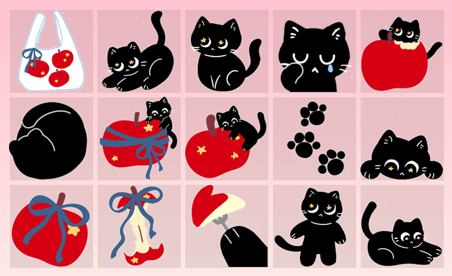 红苹果和小黑猫 表情包预览