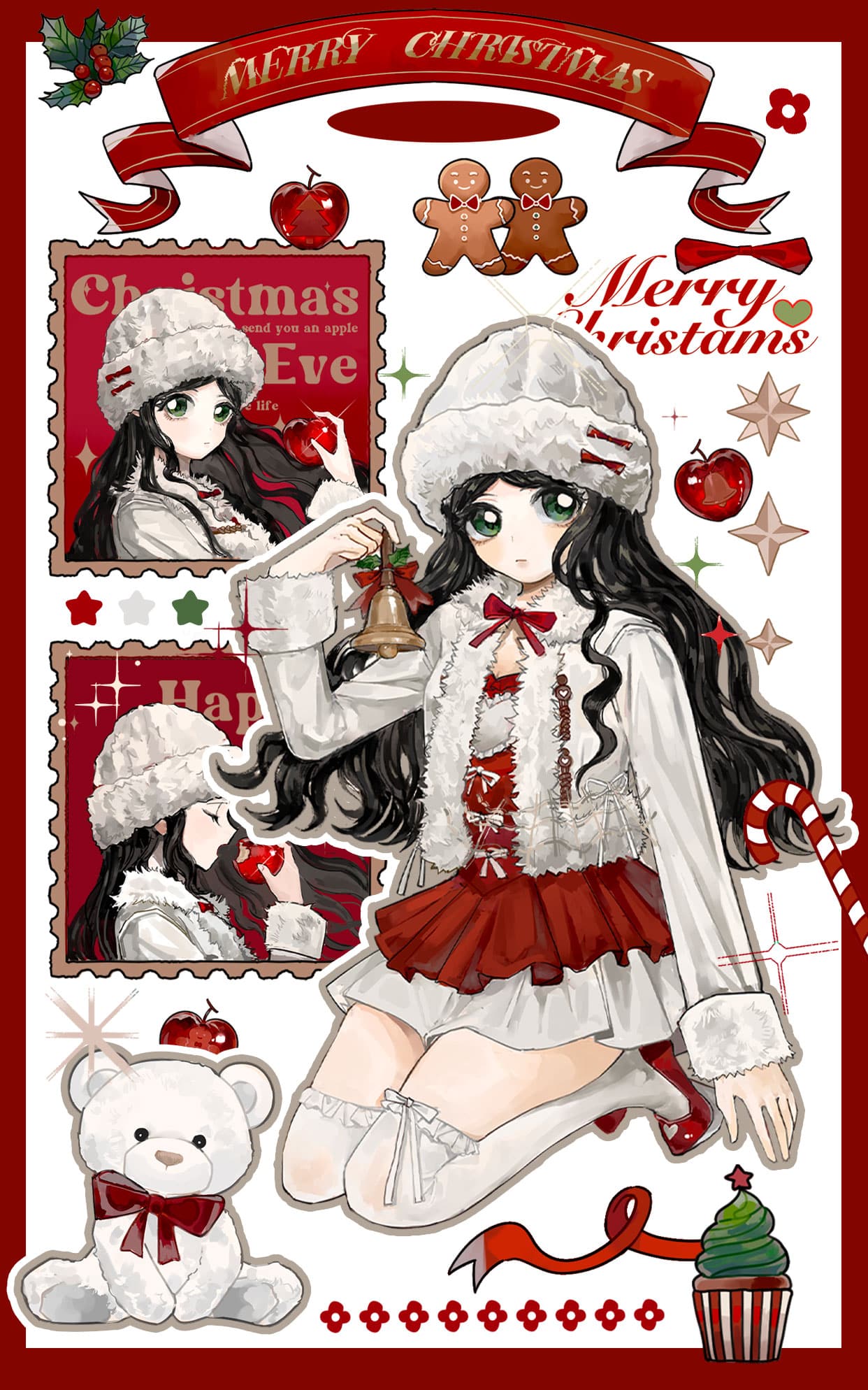 《圣诞小熊少女》表情包&高清壁纸，支持导入微信和QQ作为表情包-哔哩小岛